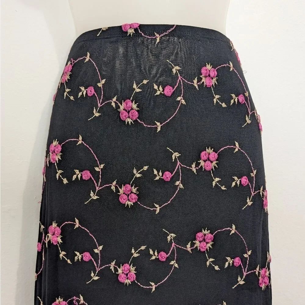 Y2K 90s Notations Floral Barbiecore Fairy Dark Academia Whimsigoth Skirt L - Picture 3 of 8